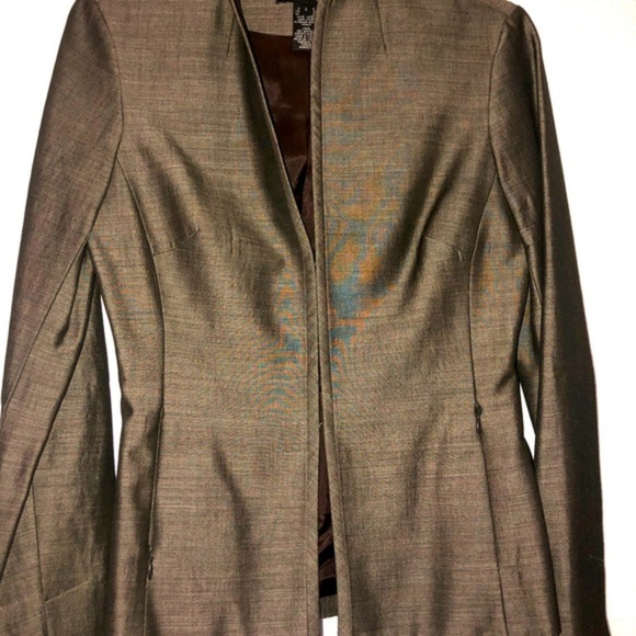 Kenneth Cole‎ bronze metallic silk shantung look slim fit modern blazer Size 2 - Picture 2 of 16